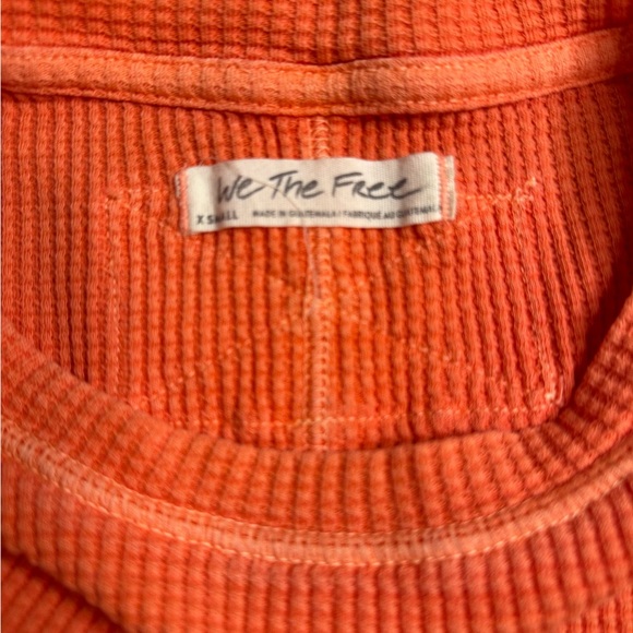 Free People We the Free What's Up Baby Waffle Tee T-Shirt XS Orange - Picture 4 of 9